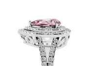 Pear-Shaped Double Halo Engagement Ring Setting for a Fancy Pink Lab-Grown Diamond | Pavé Split Shank | Platinum