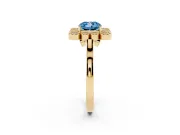 Cushion Cut Milgrain Cluster Halo Engagement Ring Setting for a Fancy Blue Lab-Grown Diamond | Plain Band | Yellow Gold