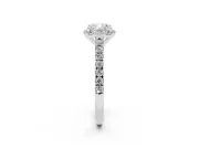 Cushion Cut Halo Pavé Engagement Ring Setting | Single Row Shoulders | Platinum