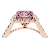 Princess Cut Halo Engagement Ring Setting for a Fancy Pink Lab-Grown Diamond | Pave Shoulders | Rose Gold
