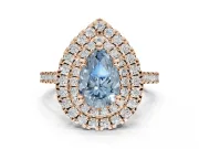 Pear-Shaped Double Halo Engagement Ring Setting for a Fancy Blue Lab-Grown Diamond | Rose Gold
