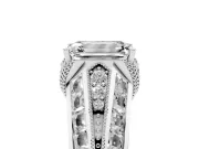 Emerald Cut Vintage Milgrain Hidden Halo Engagement Ring Setting | Channel-Set Shoulders | Platinum