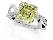Asscher Cut Bypass Engagement Ring Setting for a Fancy Yellow Lab-Grown Diamond | Sterling Silver - Design NV-24814