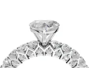 Heart-Shaped Shared Prong Engagement Ring Setting | Two-Row Band | White Gold
