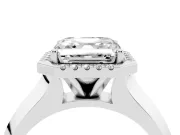 Asscher Cut Diamond Halo Ring Set in Platinum with Cathedral Band and Prong Setting