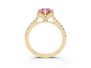 Cushion Cut Floral Petal Engagement Ring Setting for a Fancy Pink Lab-Grown Diamond | Petal Accents | Yellow Gold