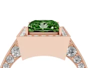 Princess Cut Milgrain Halo Engagement Ring Setting for a Fancy Green Lab-Grown Diamond | Side Stones | Rose Gold