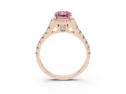 Radiant Cut Accented Halo Engagement Ring Setting for a Fancy Pink Lab-Grown Diamond | Rose Gold