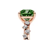 Cushion Cut Graduated Accent Engagement Ring Setting for a Fancy Green Lab-Grown Diamond | Rose Gold