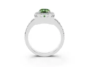 Emerald Cut Milgrain Halo Engagement Ring Setting for a Fancy Green Lab-Grown Diamond | Pavé Shoulders | White Gold