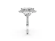 Marquise Double Halo Engagement Ring Setting | Pave Shoulders | White Gold