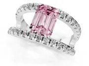 Emerald Cut Split Shank Pavé Engagement Ring Setting for a Fancy Pink Lab-Grown Diamond | Platinum
