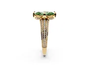 Fancy Green Marquise Cut Diamond Pavé Split Shank Solitaire Ring Set in Yellow gold with Prong Setting