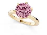 Round Tapered Solitaire Engagement Ring Setting for a Fancy Pink Lab-Grown Diamond | Claw Prong Head | Yellow Gold