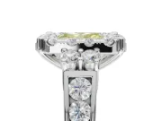 Radiant Cut Halo Engagement Ring Setting for a Fancy Yellow Lab-Grown Diamond | Graduated Channel Band | Platinum