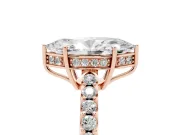 Marquise Hidden Halo Solitaire Engagement Ring Setting | Shared Prong Band | Rose Gold