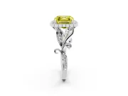 Asscher Cut Leaf Halo Engagement Ring Setting for a Fancy Yellow Lab-Grown Diamond | Platinum