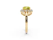 Princess Cut Graduated Milgrain Halo Engagement Ring Setting for a Fancy Yellow Lab-Grown Diamond | Yellow Gold