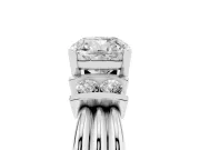 Cushion Cut Bar-Set Accent Engagement Ring Setting | Grooved Band | Platinum