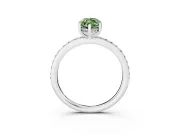 Fancy Green Marquise Cut Diamond Pavé Band Ring Set in White gold with Prong-Set Center Stone