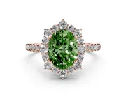 Oval Scalloped Halo Engagement Ring Setting for a Fancy Green Lab-Grown Diamond | Single Row Pave | Rose Gold