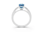 Fancy Blue Radiant Cut Diamond Solitaire Ring Set in White gold with Prong Setting and Classic Band
