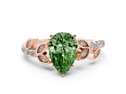 Pear-Shaped Leaf Pavé Engagement Ring Setting for a Fancy Green Lab-Grown Diamond | Rose Gold