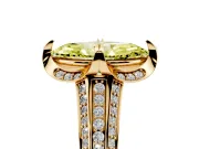 Marquise Hidden Halo Engagement Ring Setting for a Fancy Yellow Lab-Grown Diamond | Triple Row Pavé Band | Yellow Gold