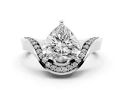 Heart-Shaped Bypass Solitaire Engagement Ring Setting | Pavé Ribbon | Platinum