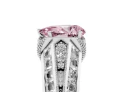 Fancy Pink Pear Cut Diamond Vintage-Inspired Milgrain Ring Set in Silver with Accent Split Shank