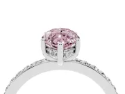 Fancy Pink Marquise Cut Diamond Pavé Band Ring Set in White gold with Prong-Set Center Stone