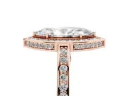 Marquise Cut Diamond Halo Pavé Split Shank Ring Set in Rose gold with Prong Setting
