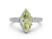 Marquise Pavé Solitaire Engagement Ring Setting for a Fancy Yellow Lab-Grown Diamond | Crossover Gallery | Platinum