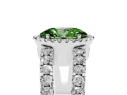 Oval Halo Split Shank Engagement Ring Setting for a Fancy Green Lab-Grown Diamond | Sterling Silver