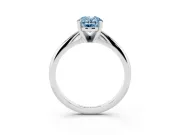 Fancy Blue Oval Cut Diamond Solitaire Ring Set in Platinum with Prong Setting on a Plain Round Band