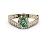 Pear-Shaped Split Shank Pavé Engagement Ring Setting for a Fancy Green Lab-Grown Diamond | Yellow Gold