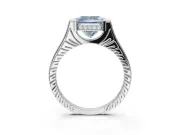 Princess Cut Vintage Cathedral Engagement Ring Setting for a Fancy Blue Lab-Grown Diamond | Carved Band | Platinum