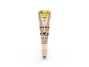 Fancy Yellow Asscher Cut Diamond Split Shank Ring Set in Rose gold with Pavé Band and Prong Setting