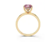 Princess Cut Engagement Ring Setting for a Fancy Pink Lab-Grown Diamond | Hidden Halo | Yellow Gold