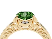 Cushion Cut Floral Pavé Engagement Ring Setting for a Fancy Green Lab-Grown Diamond | Yellow Gold