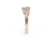 Heart-Shaped Three Stone Engagement Ring Setting for a Fancy Pink Lab-Grown Diamond | Plain Band | Rose Gold