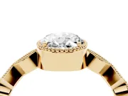 Oval Cut Diamond Milgrain Marquise Twist Band Ring Set in Yellow gold with Prong Setting