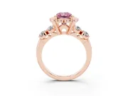 Radiant Cut Floral Engagement Ring Setting for a Fancy Pink Lab-Grown Diamond | Petal Frame and Side Stones | Rose Gold