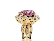 Heart-Shaped Halo Engagement Ring Setting for a Fancy Pink Lab-Grown Diamond | Filigree Shoulders | Yellow Gold