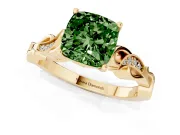 Cushion Cut Vine Engagement Ring Setting for a Fancy Green Lab-Grown Diamond | Yellow Gold