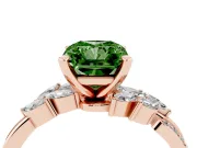 Radiant Cut Floral Engagement Ring Setting for a Fancy Green Lab-Grown Diamond | Marquise Side Stones | Rose Gold