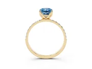 Radiant Cut Pave Solitaire Engagement Ring Setting for a Fancy Blue Lab-Grown Diamond | Slim Band | Yellow Gold