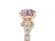 Round Pavé Solitaire Engagement Ring Setting for a Fancy Pink Lab-Grown Diamond | Crossover Gallery | Rose Gold