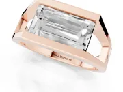 Baguette East-West Geometric Solitaire Engagement Ring Setting | Open Sides | Rose Gold
