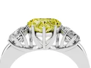 Heart-Shaped Three Stone Engagement Ring Setting for a Fancy Yellow Lab-Grown Diamond | Matching Side Stones | Platinum